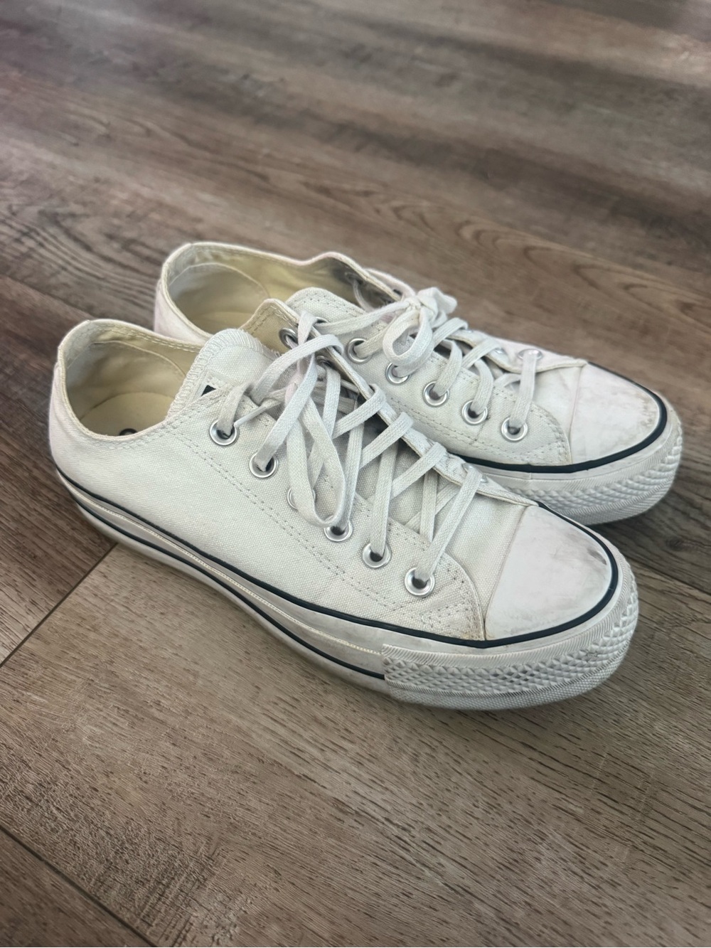 Converse Low-Top Platform Canvas Sneakers in White
